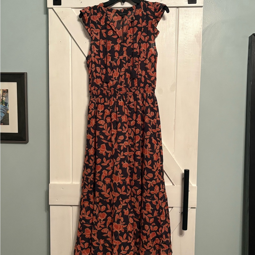 Banana Republic Black and Orange Floral Maxi Dress